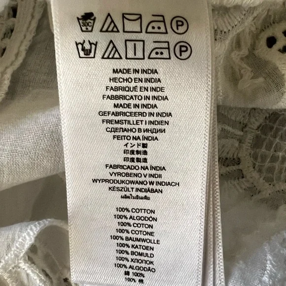 NWOT MICHAEL Michael Kors CRISP WHITE Embroidered LACE V-NECK Cotton BLOUSE L - Picture 17 of 17